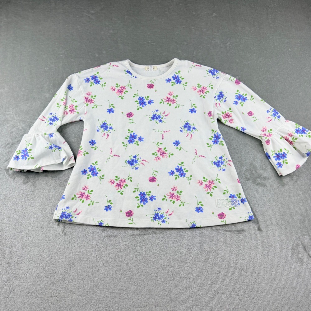 Seraph Girls White Floral Bell Sleeve Crew Neck T-Shirt Size‎ 140